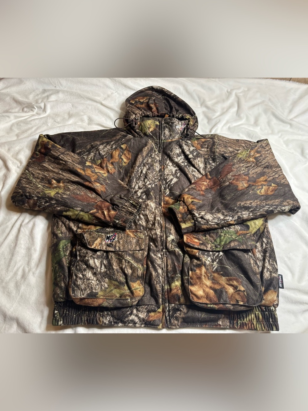 Woolrich Men's Hooded Camouflage Field Jacket in Brown & Green